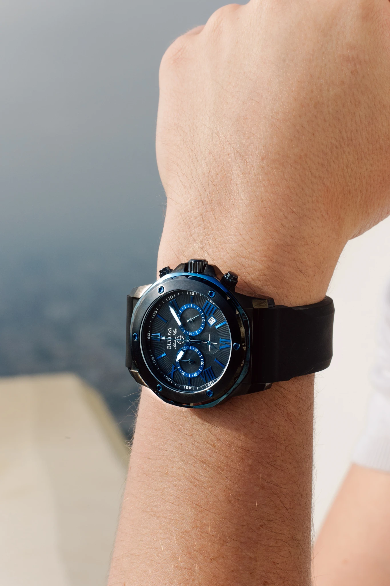 Black Dial Silicone Strap Marine Star 98B308 | Bulova